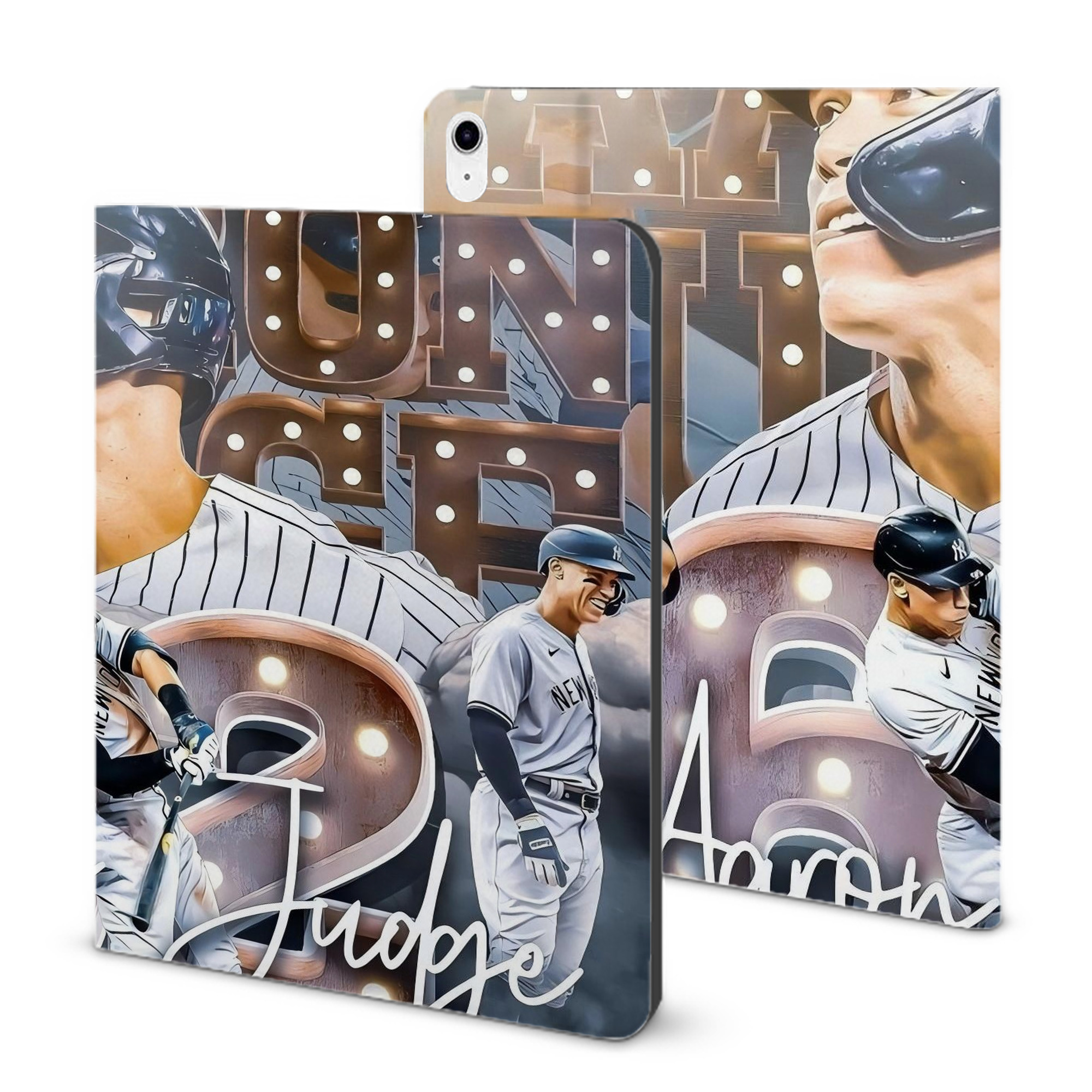 Aaron Judge 62 Home Runs IPad Case Without Pencil Slot – Book-Style Cover With PU Leather & TPU – Slim, Durable, Scratch-Resistant, Full Protection & Easy Access